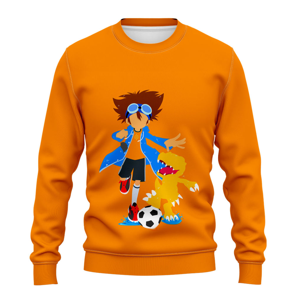 Digimon Adventure Taichi And Agumon Playing Soccer Orange Anime Apparel