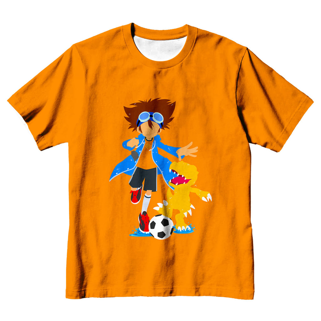 Digimon Adventure Taichi And Agumon Playing Soccer Orange Anime Apparel
