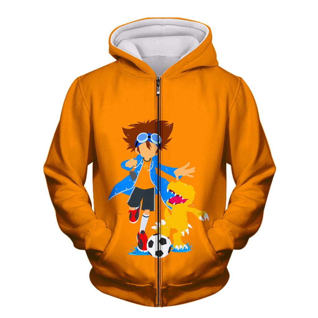Digimon Adventure Taichi And Agumon Playing Soccer Orange Anime Apparel