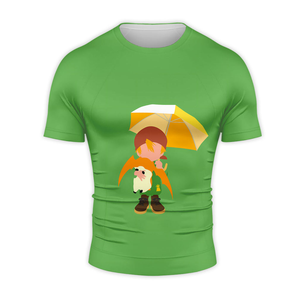 Digimon Adventure Takaishi Takeru Holding Patamon Green Umbrella Anime Apparel