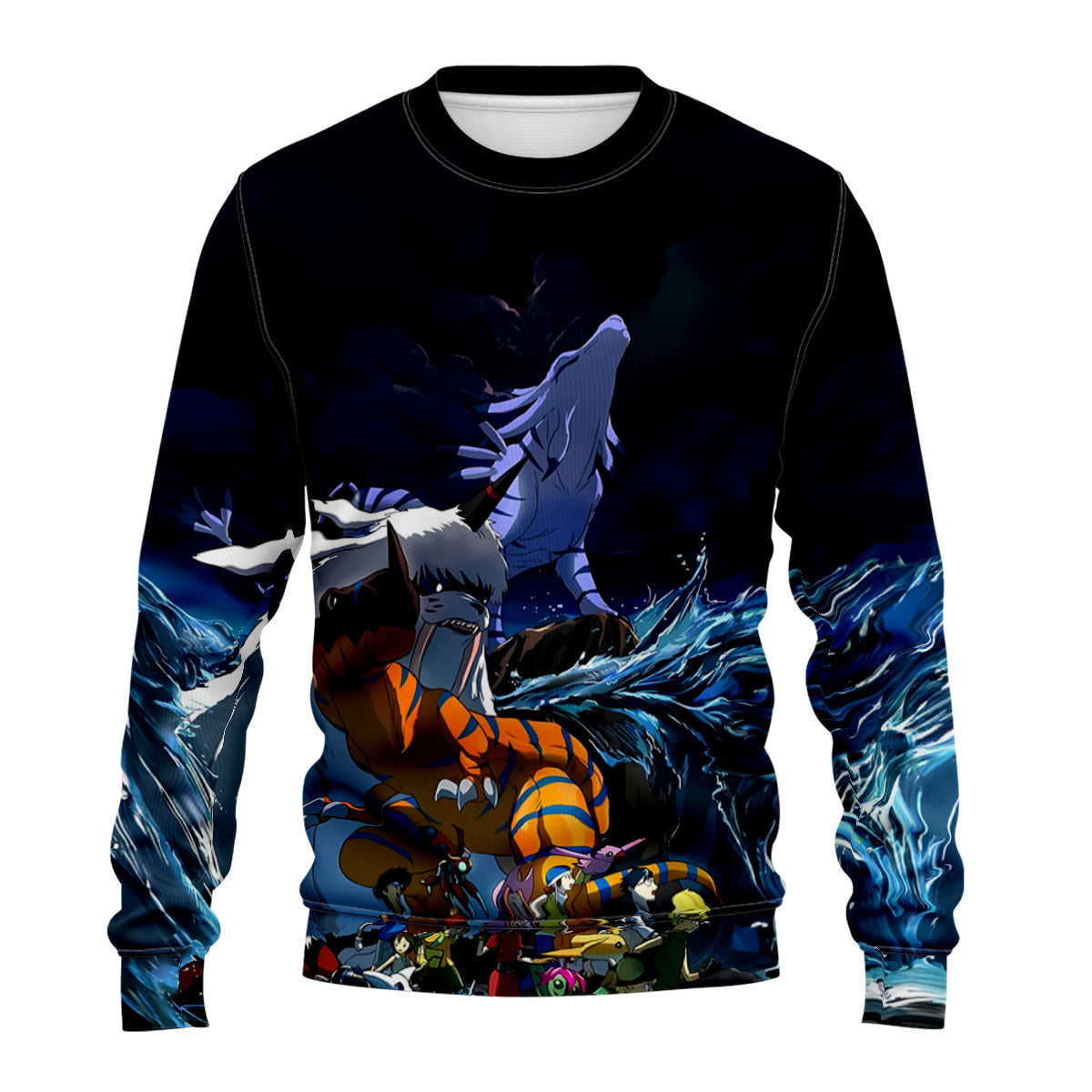 Digimon Adventure Team Standing In Blue Waves Anime Apparel