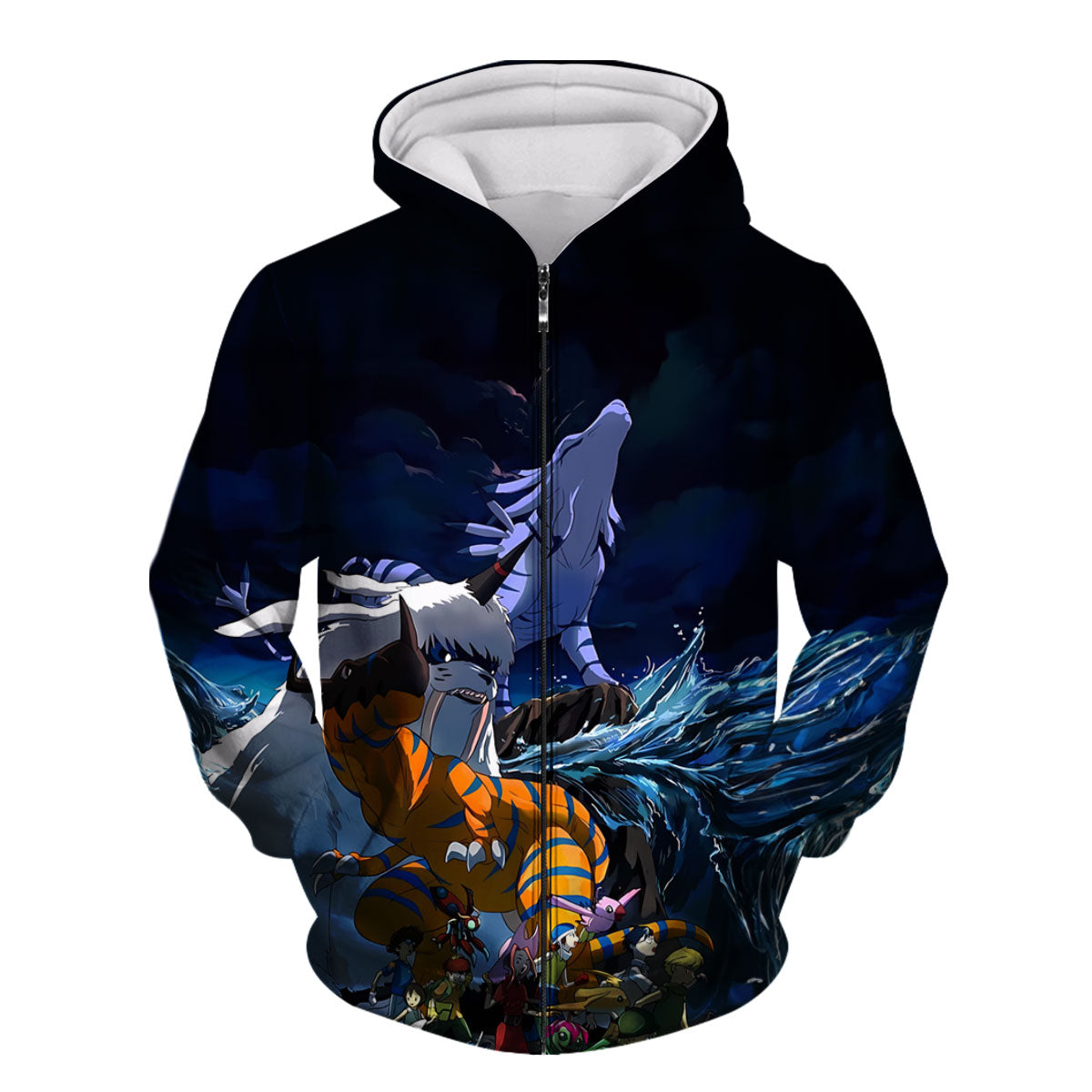Digimon Adventure Team Standing In Blue Waves Anime Apparel