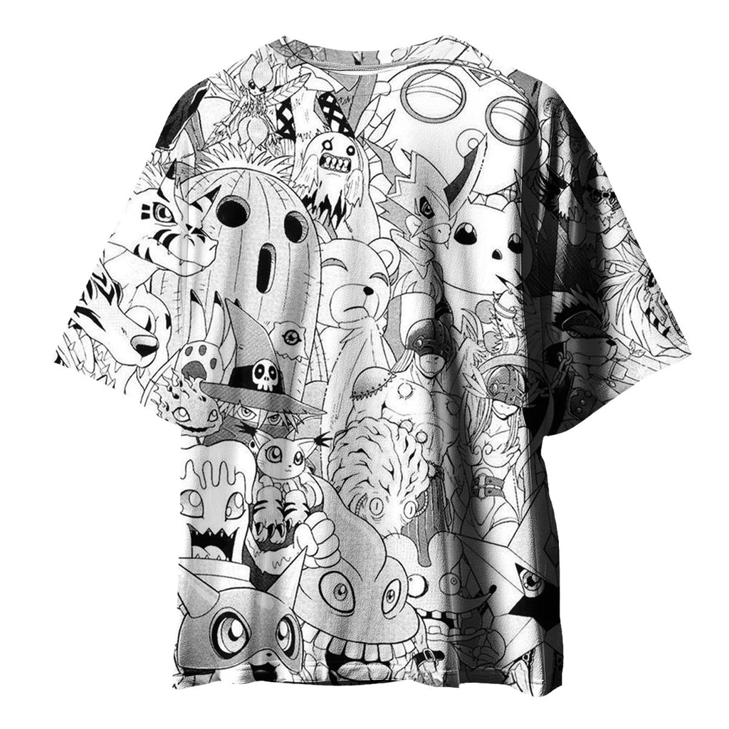 Digimon Adventure Various Digimon Black White Anime Apparel