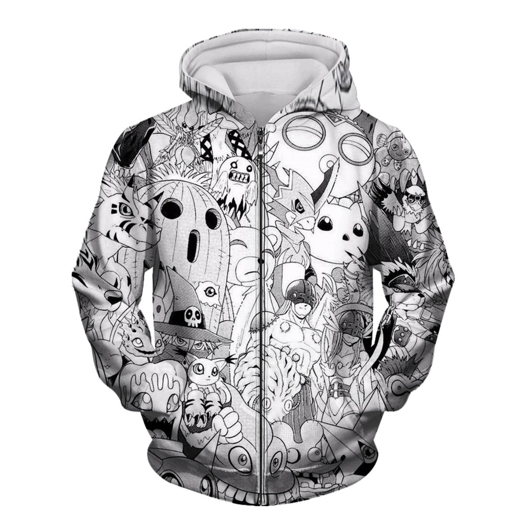 Digimon Adventure Various Digimon Black White Anime Apparel