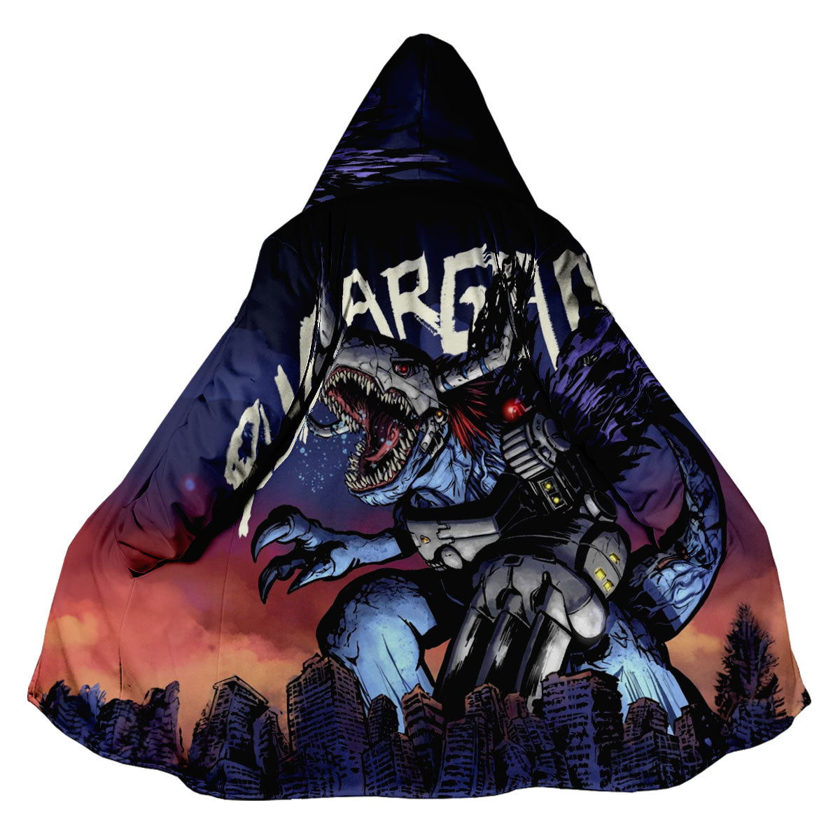 Digimon Adventure Virus Metal Garurumon Standing Over Blue City Anime Apparel