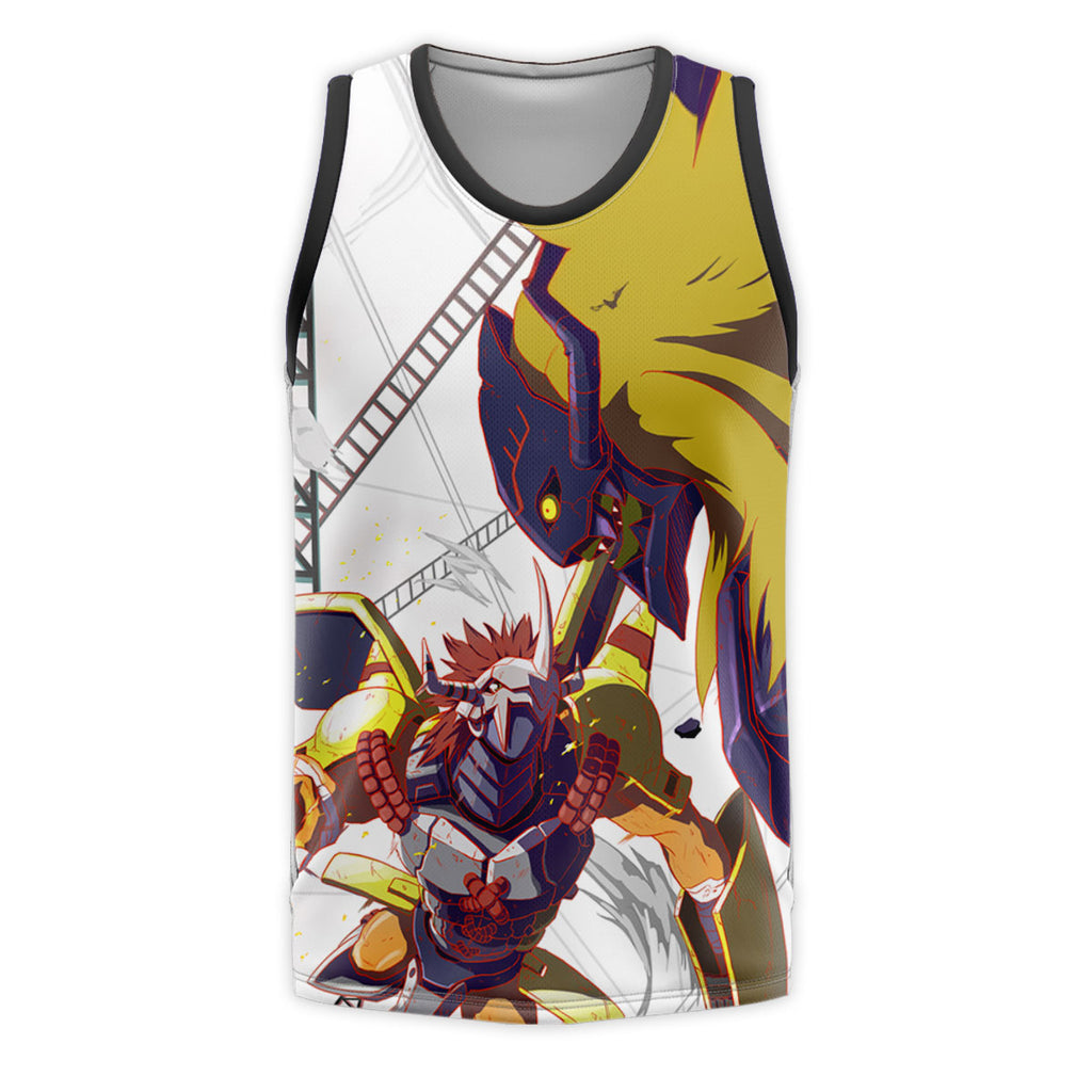 Digimon Adventure Wargreymon Smashing Diaboromon With Yellow Energy Anime Apparel