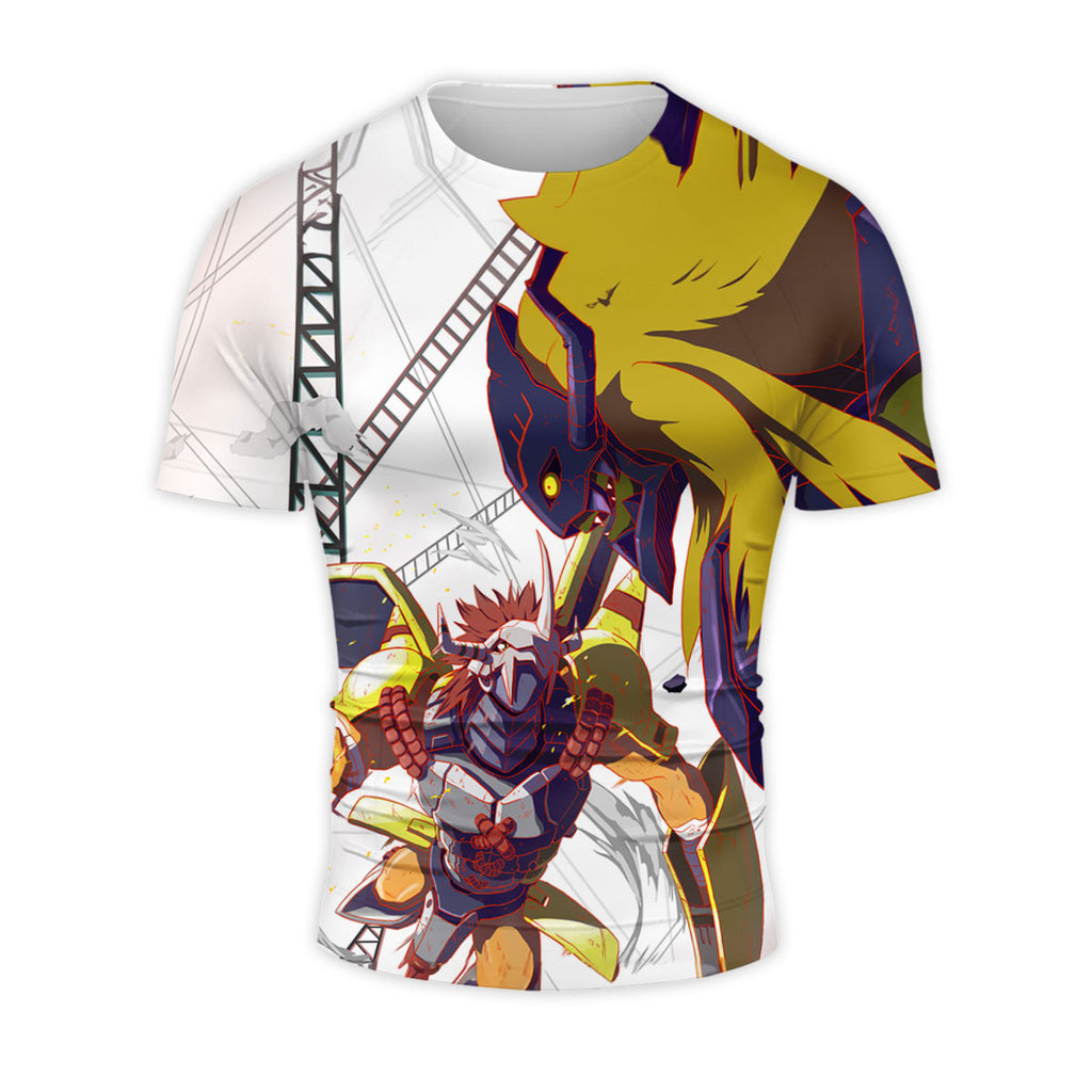 Digimon Adventure Wargreymon Smashing Diaboromon With Yellow Energy Anime Apparel
