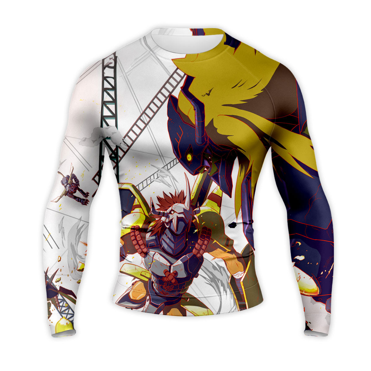 Digimon Adventure Wargreymon Smashing Diaboromon With Yellow Energy Anime Apparel