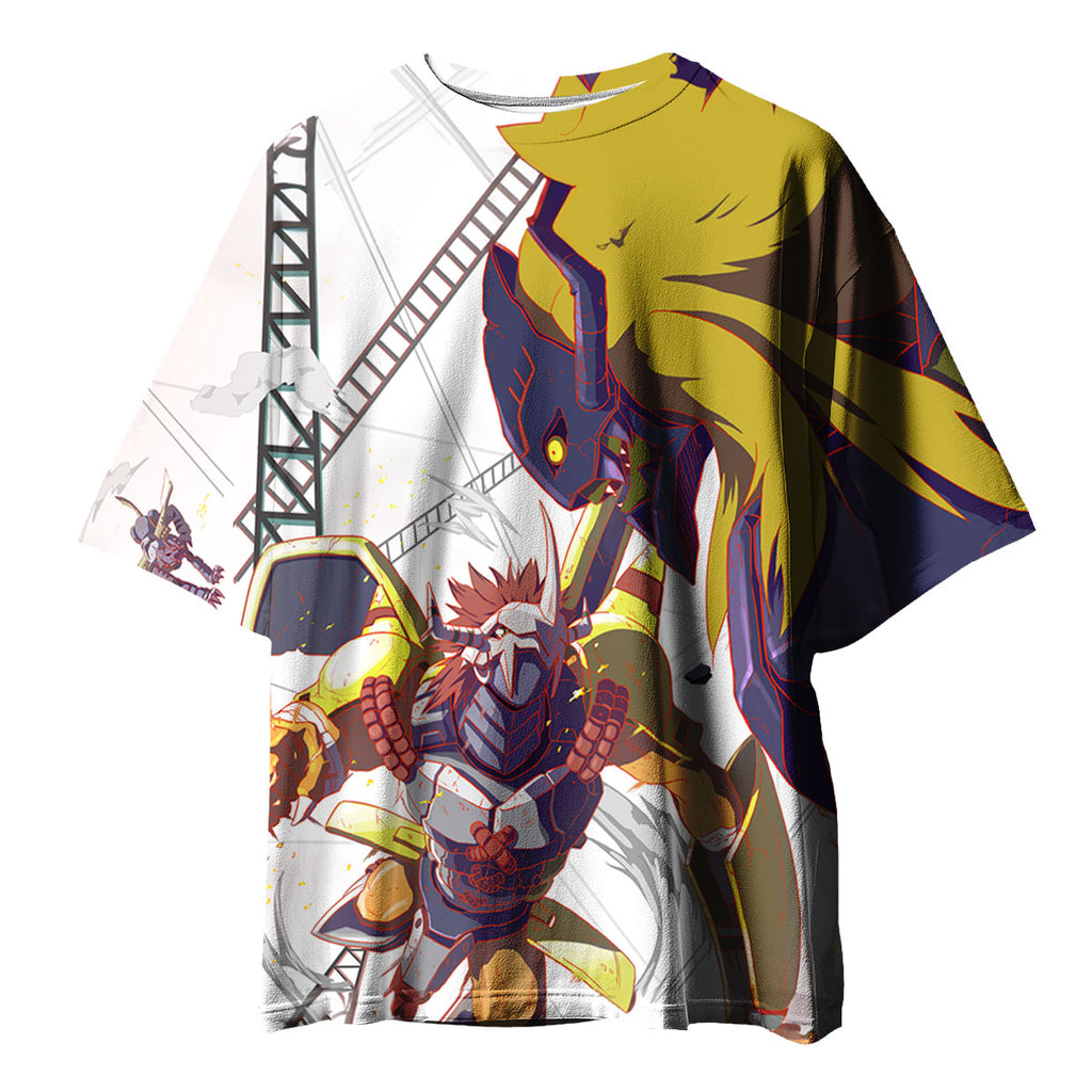 Digimon Adventure Wargreymon Smashing Diaboromon With Yellow Energy Anime Apparel