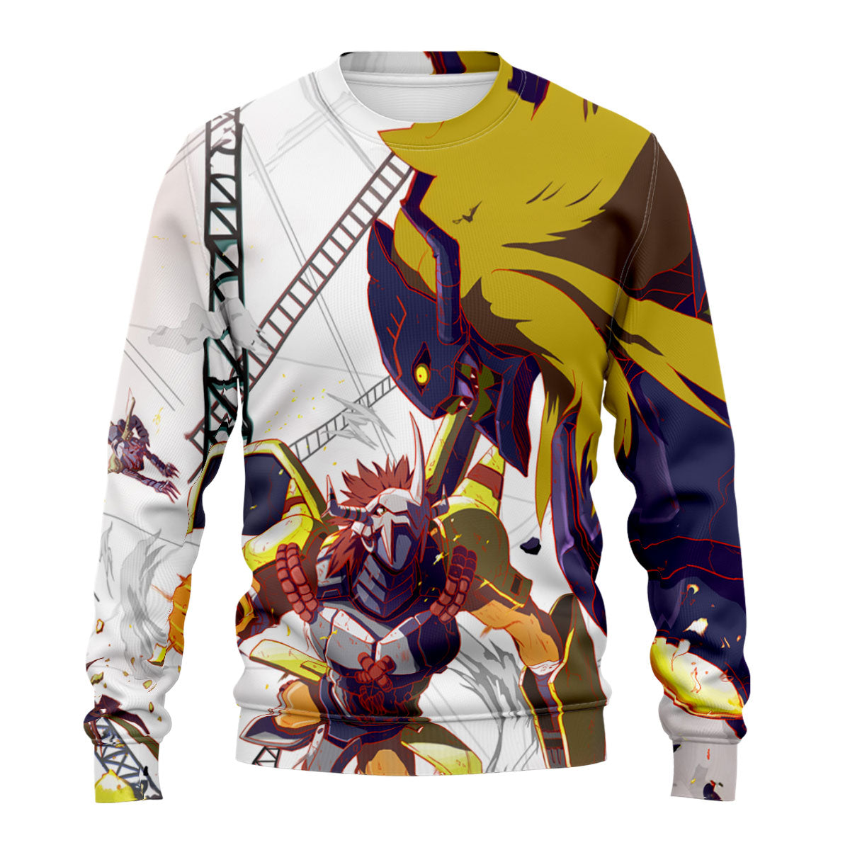 Digimon Adventure Wargreymon Smashing Diaboromon With Yellow Energy Anime Apparel