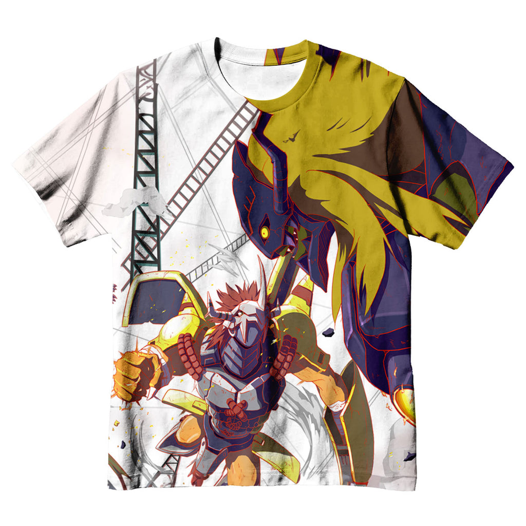 Digimon Adventure Wargreymon Smashing Diaboromon With Yellow Energy Anime Apparel