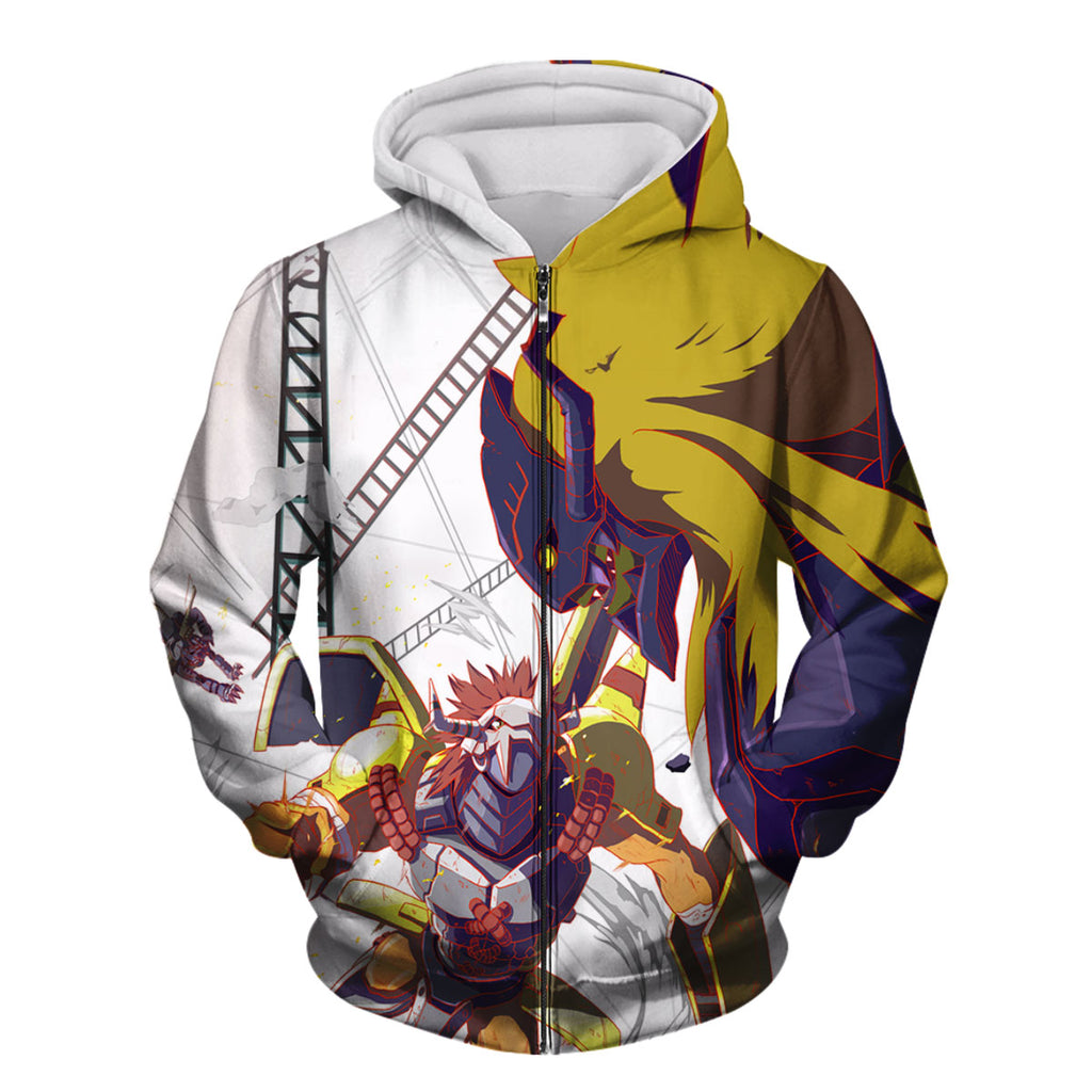 Digimon Adventure Wargreymon Smashing Diaboromon With Yellow Energy Anime Apparel