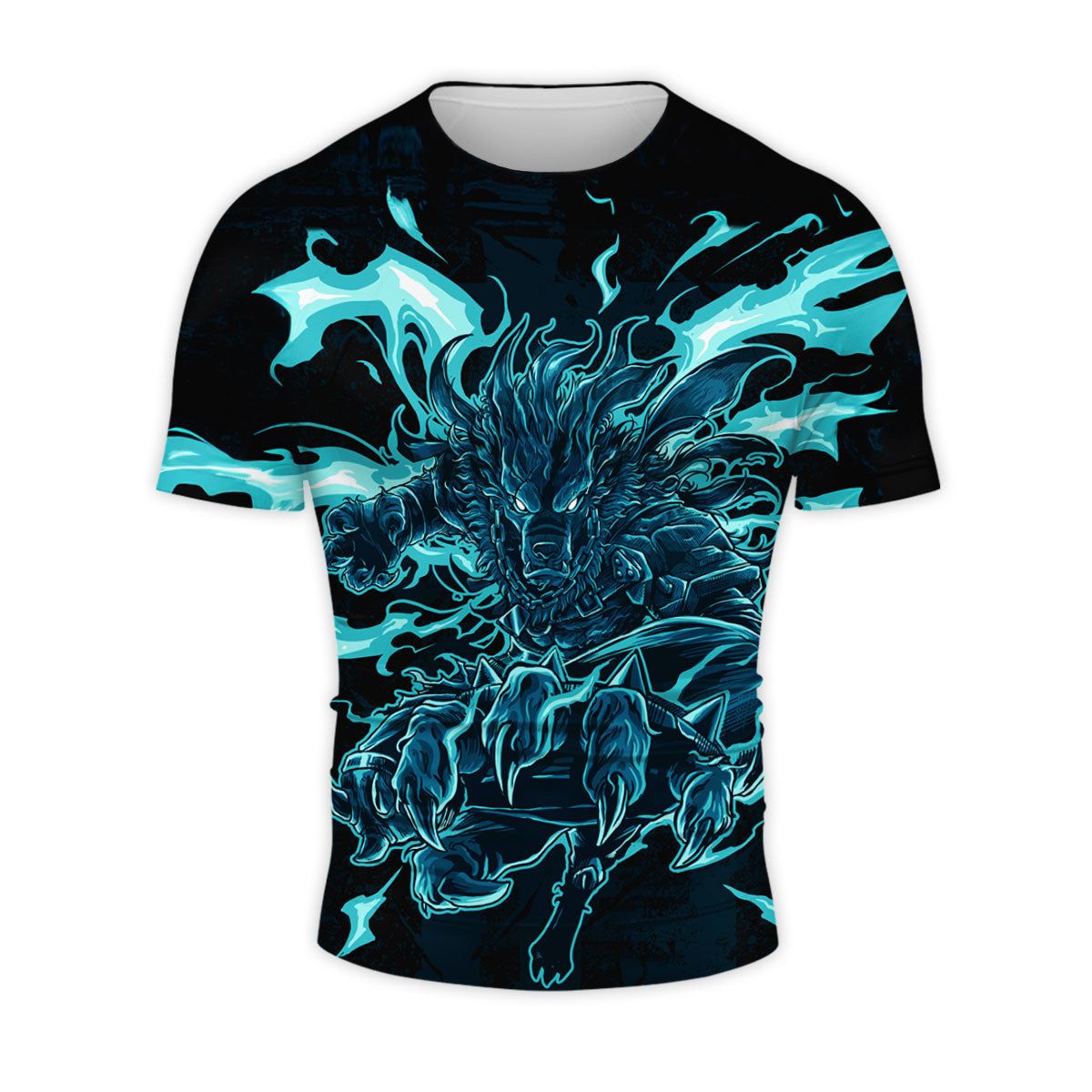 Digimon Adventure Weregarurumon Artwork Glowing With Blue Light Anime Apparel