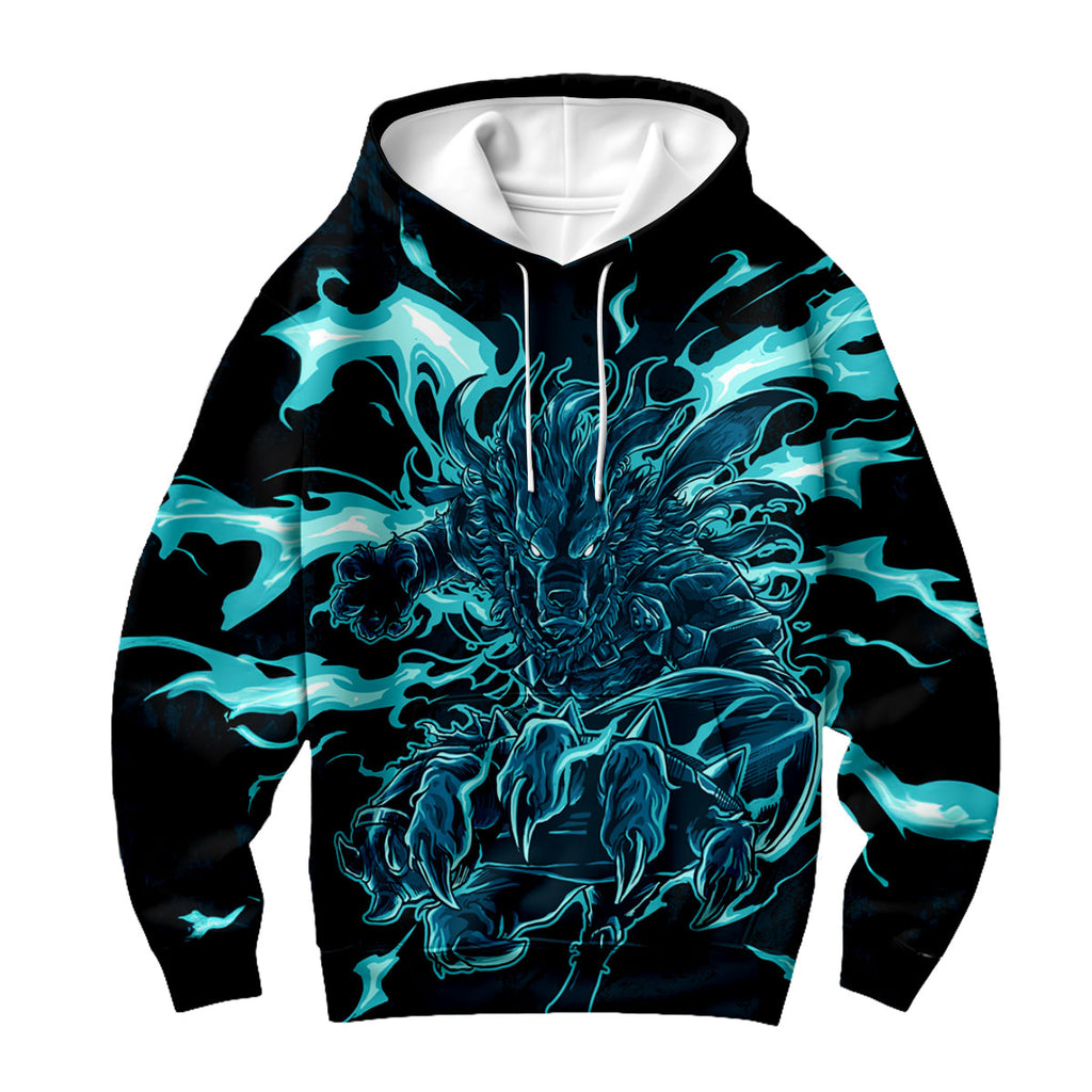 Digimon Adventure Weregarurumon Artwork Glowing With Blue Light Anime Apparel