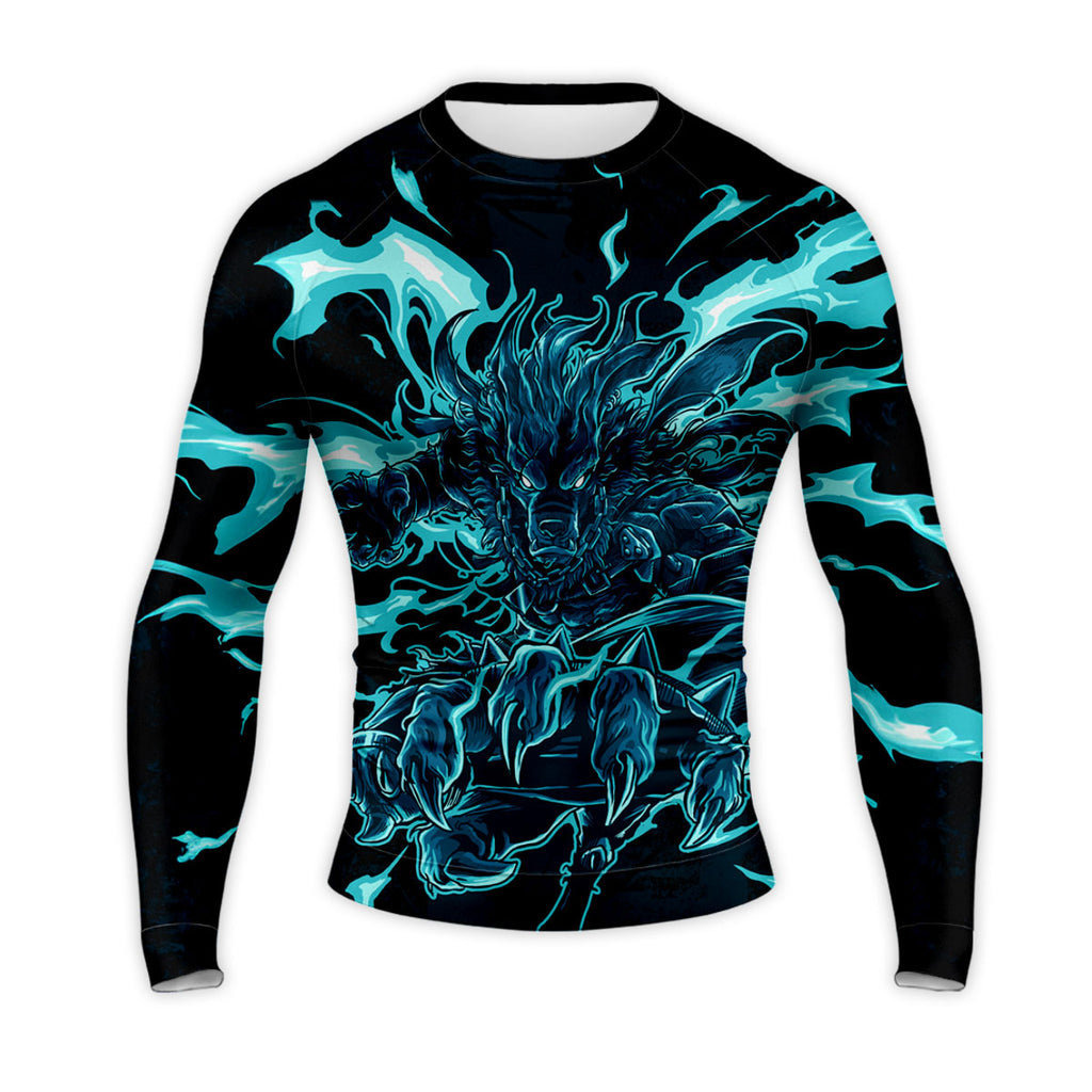 Digimon Adventure Weregarurumon Artwork Glowing With Blue Light Anime Apparel