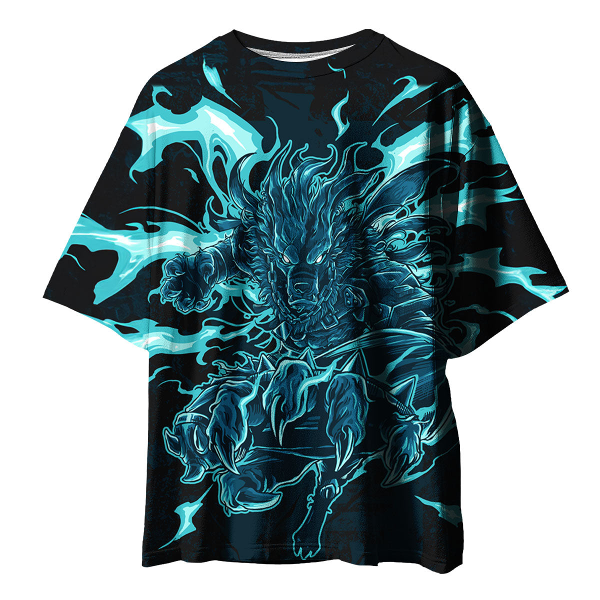 Digimon Adventure Weregarurumon Artwork Glowing With Blue Light Anime Apparel