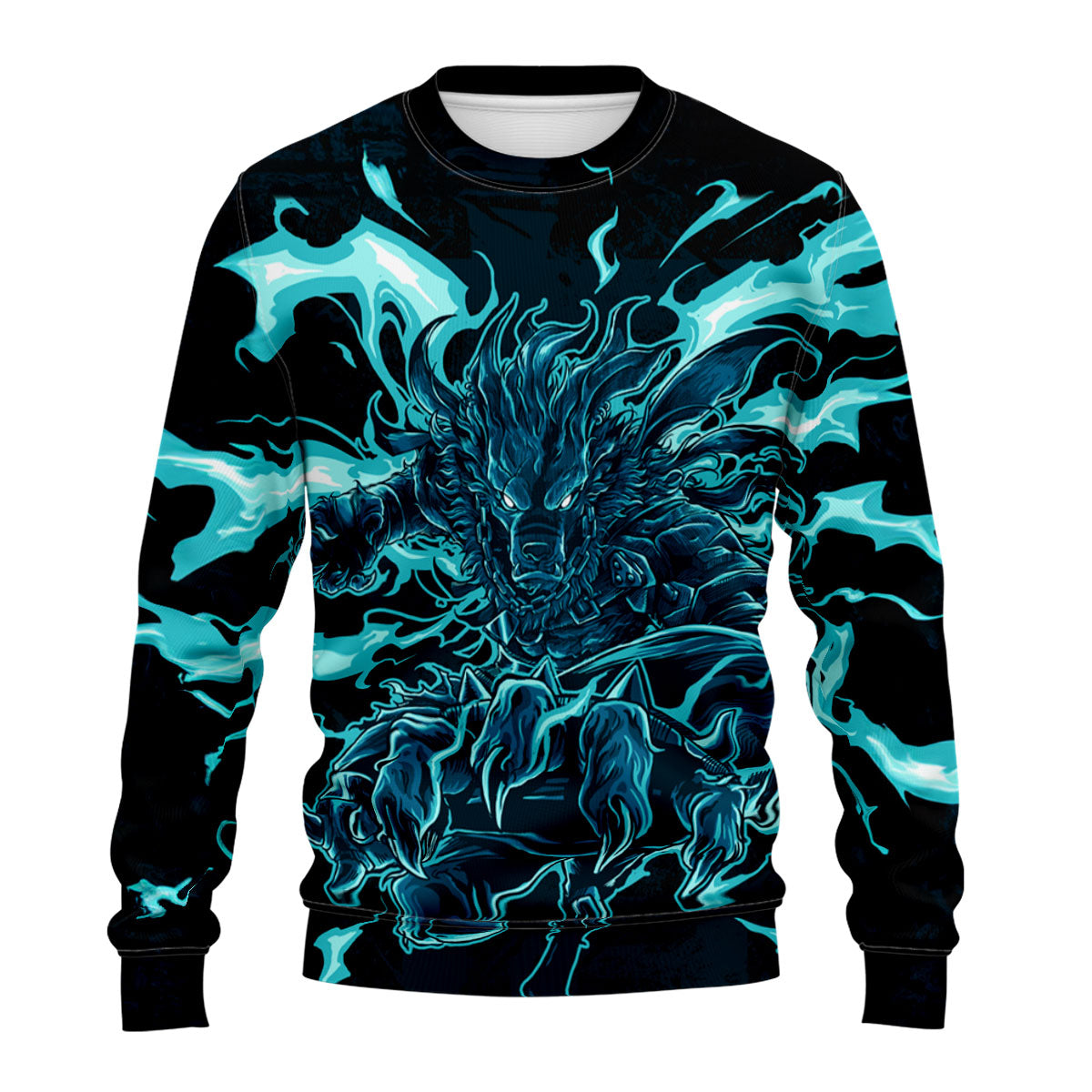 Digimon Adventure Weregarurumon Artwork Glowing With Blue Light Anime Apparel