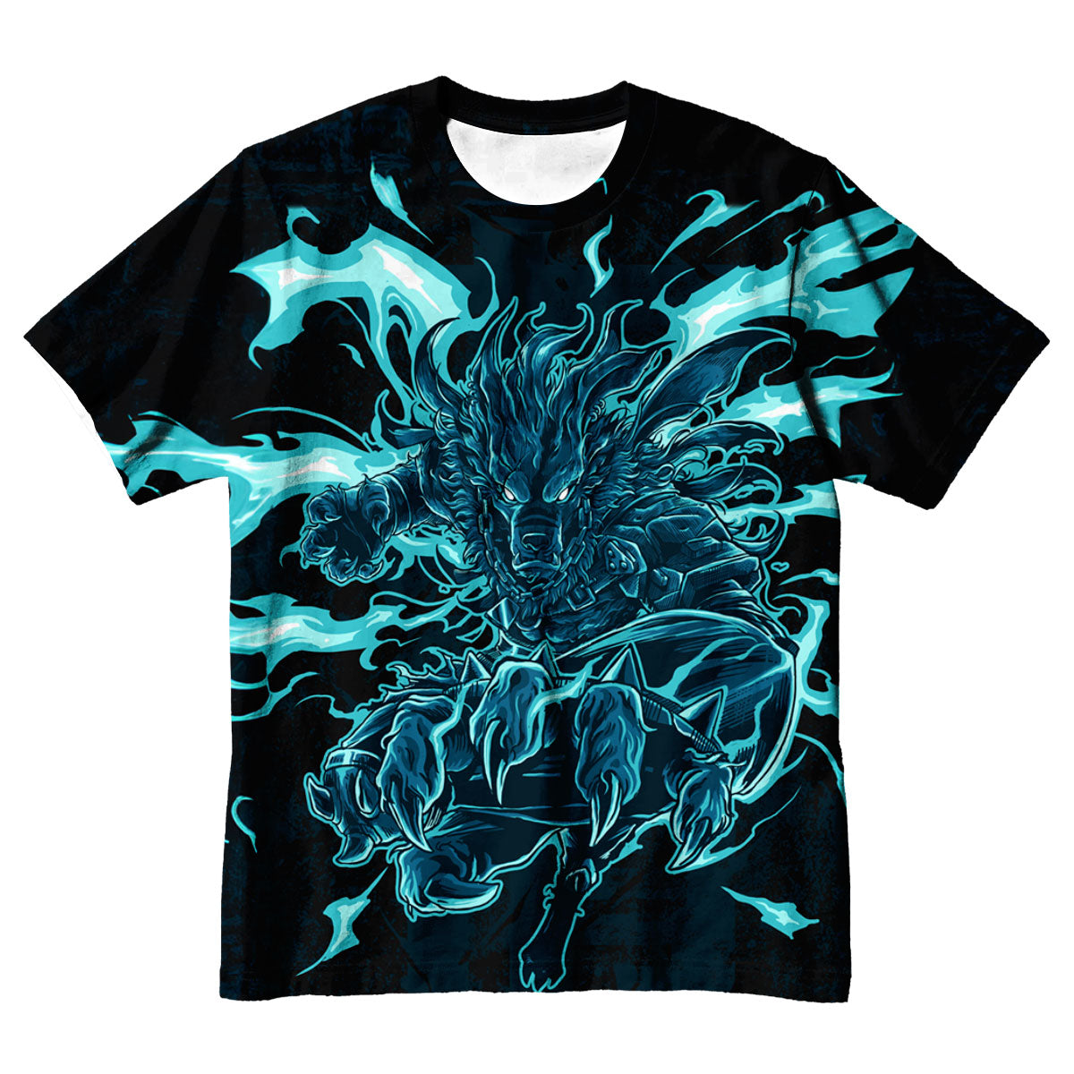 Digimon Adventure Weregarurumon Artwork Glowing With Blue Light Anime Apparel