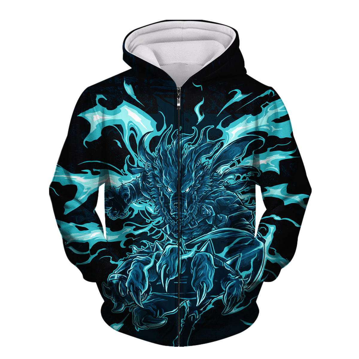 Digimon Adventure Weregarurumon Artwork Glowing With Blue Light Anime Apparel