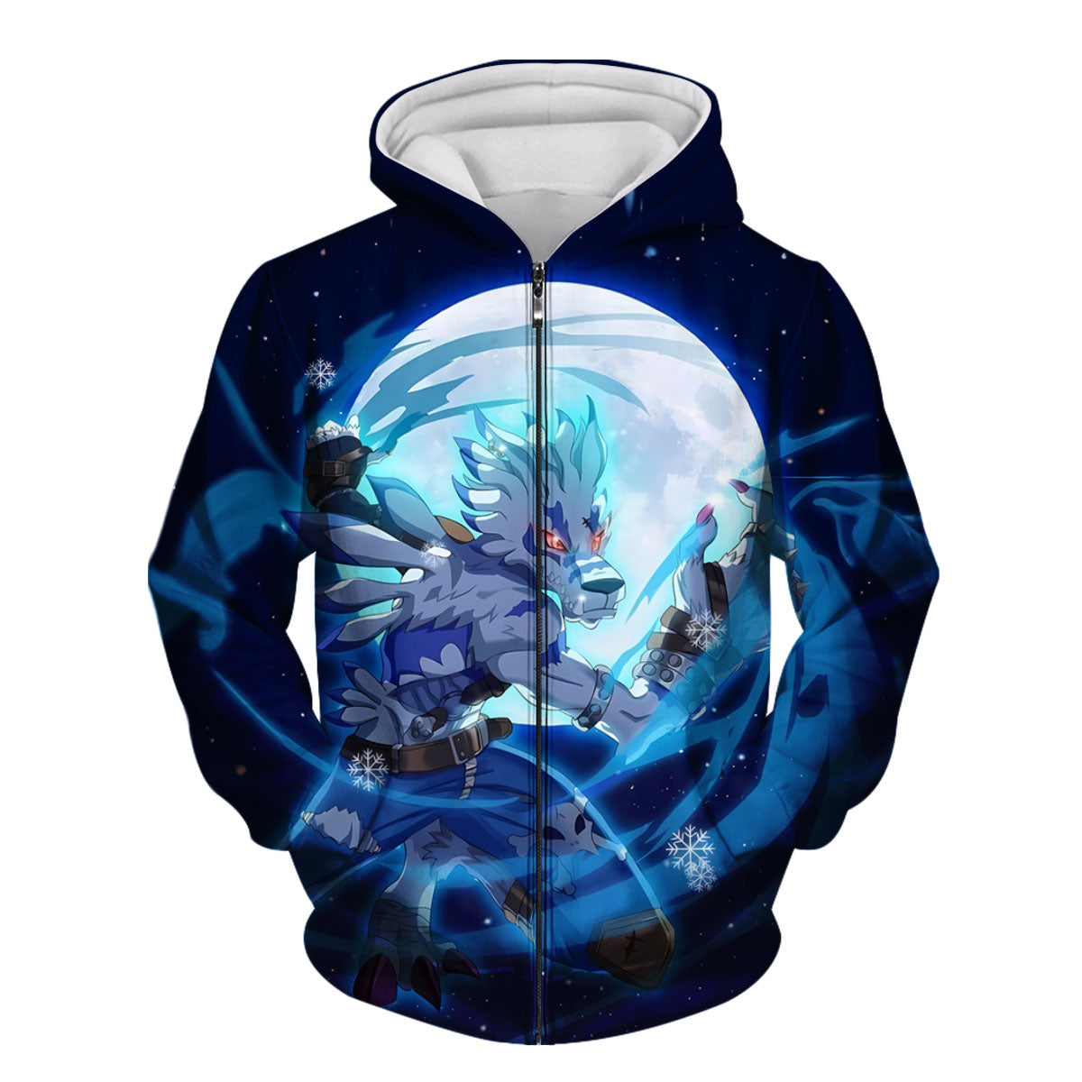 Digimon Adventure Weregarurumon Attacking Under Blue Moonlight Anime Apparel