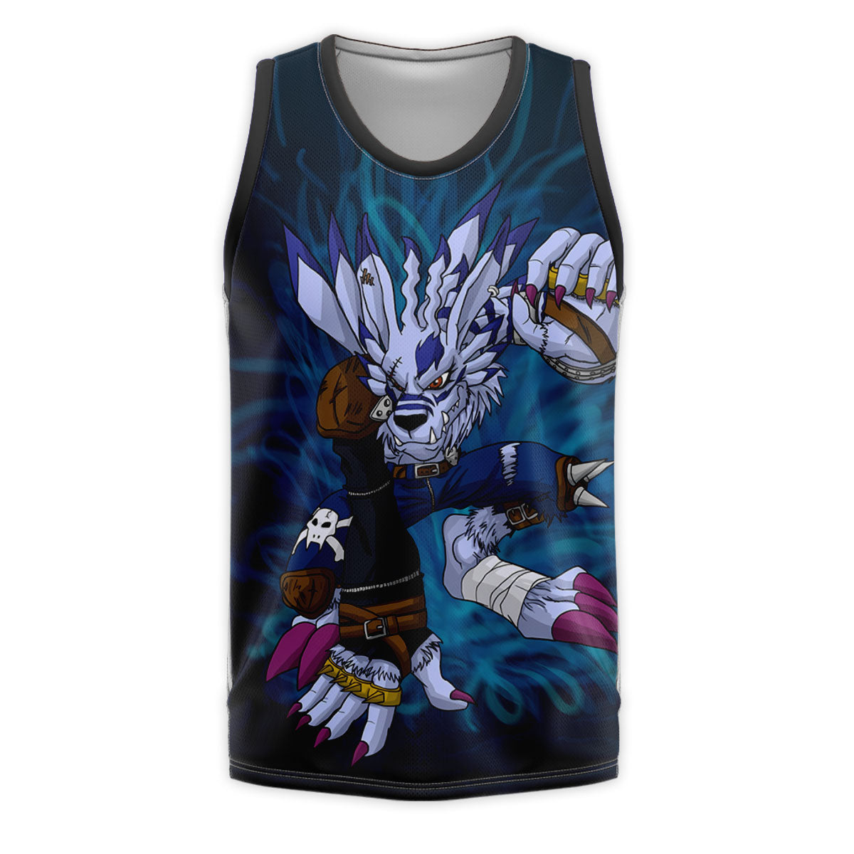 Digimon Adventure Weregarurumon Blue And White Color Scheme Anime Apparel