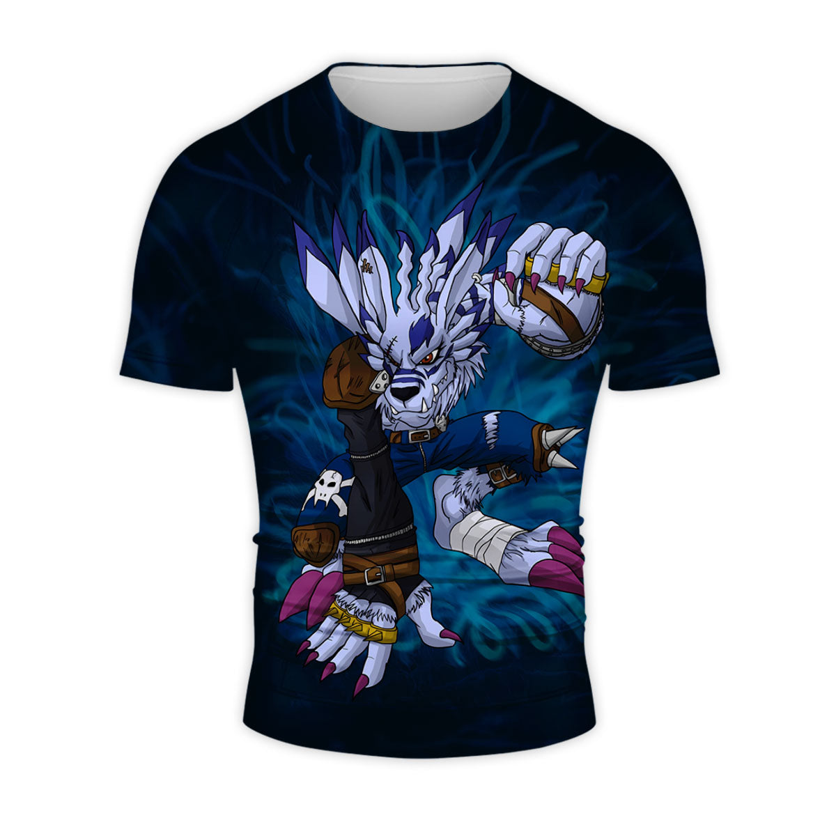 Digimon Adventure Weregarurumon Blue And White Color Scheme Anime Apparel