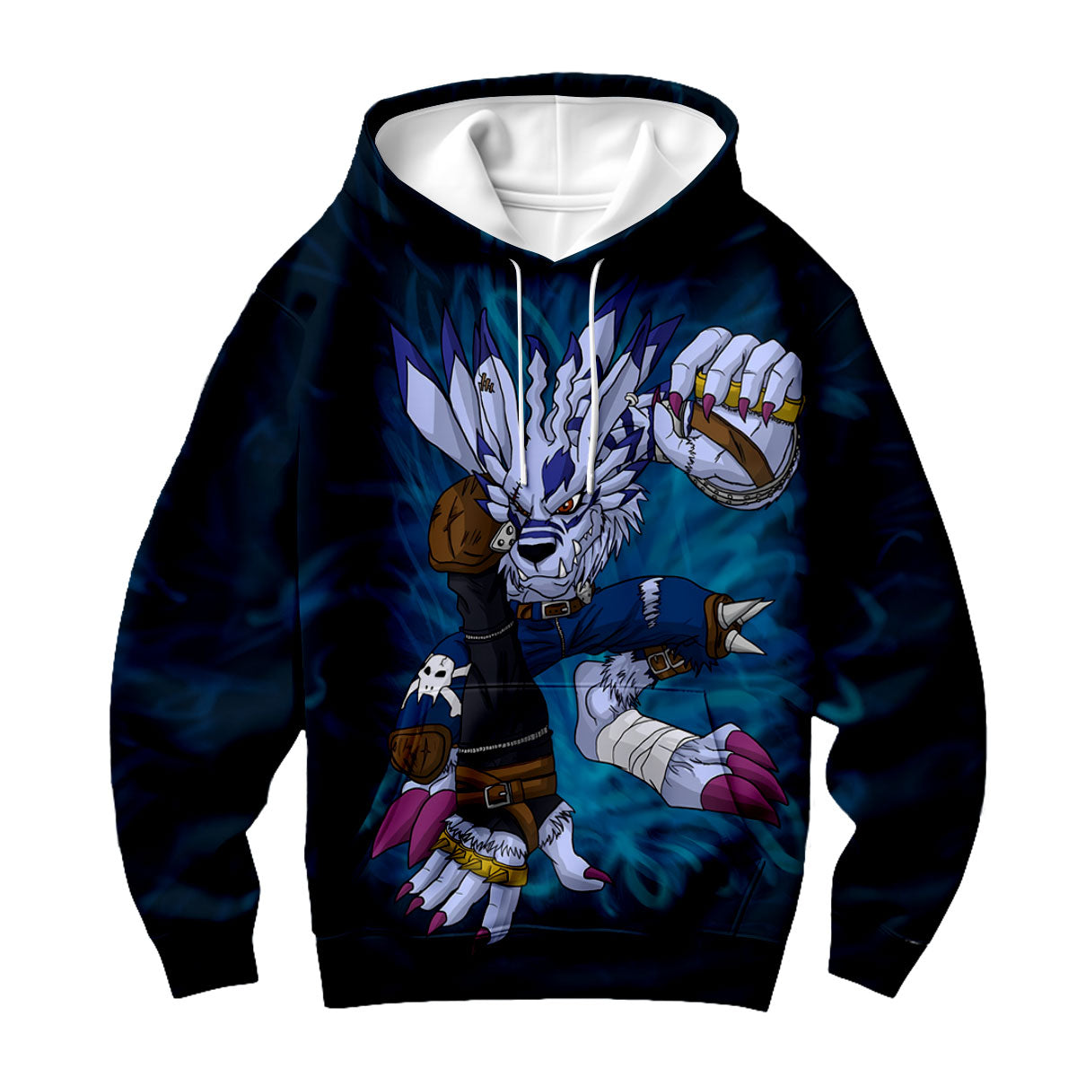 Digimon Adventure Weregarurumon Blue And White Color Scheme Anime Apparel