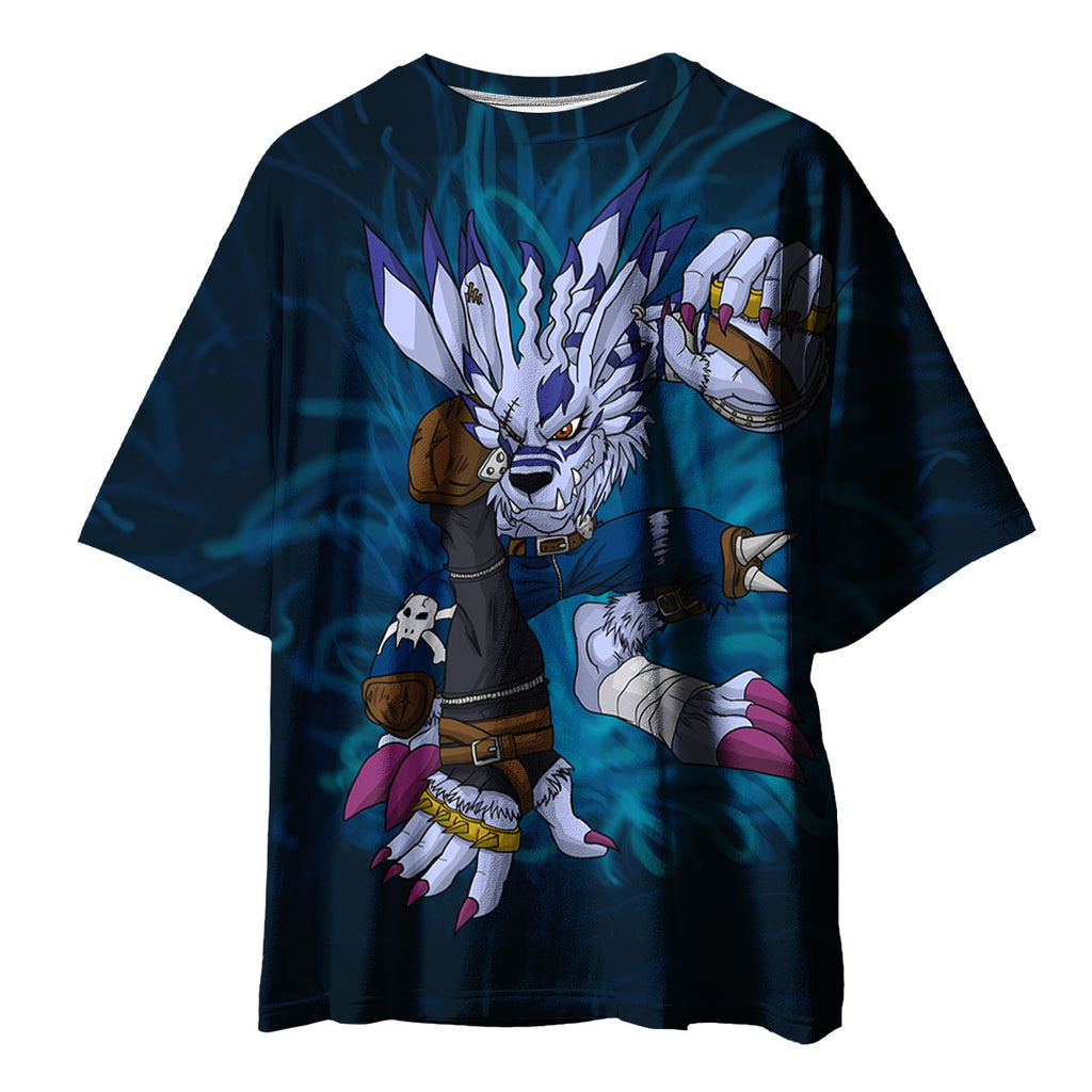 Digimon Adventure Weregarurumon Blue And White Color Scheme Anime Apparel