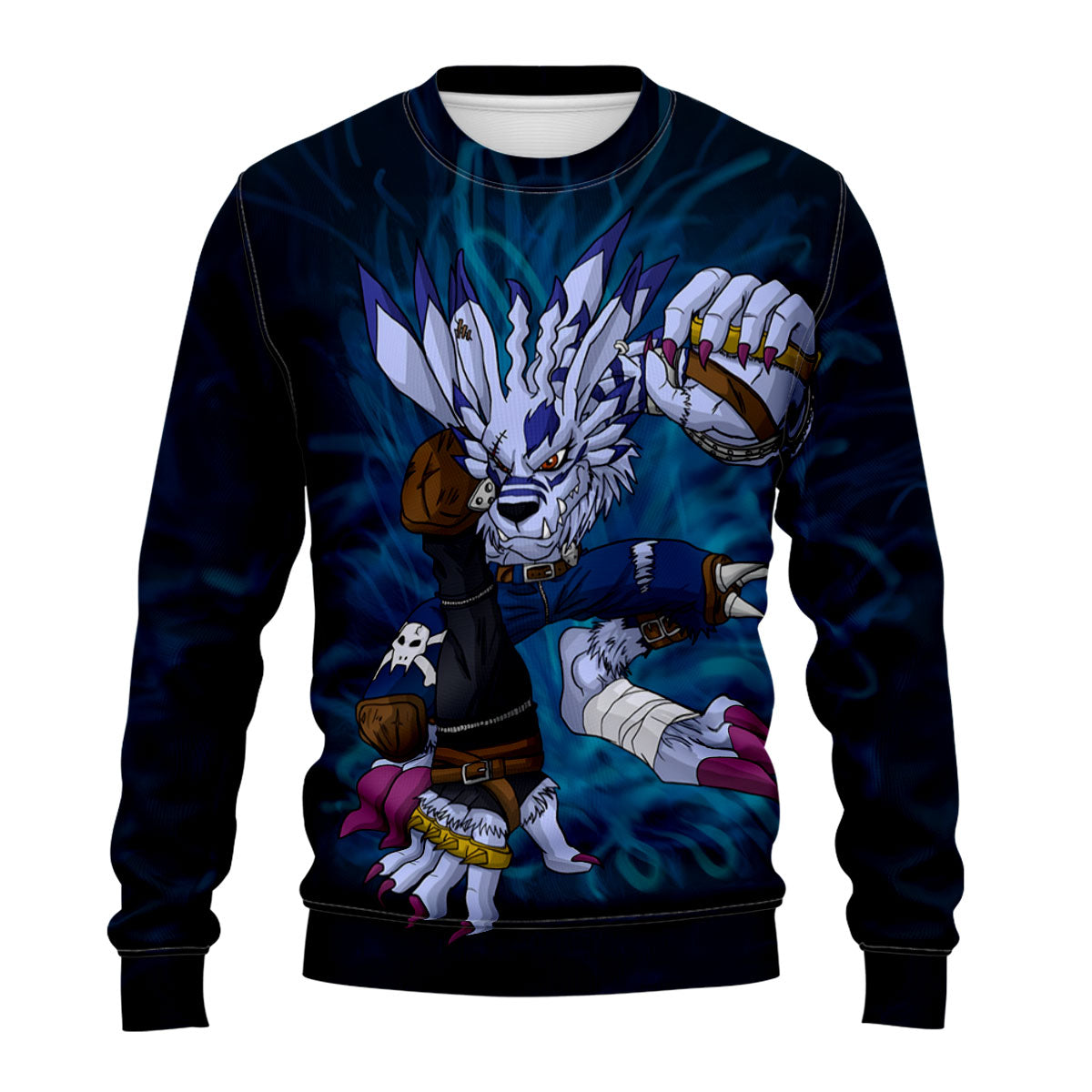 Digimon Adventure Weregarurumon Blue And White Color Scheme Anime Apparel