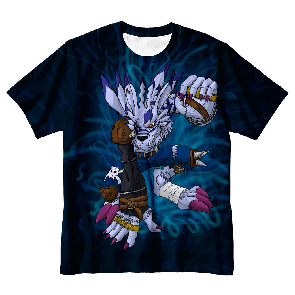 Digimon Adventure Weregarurumon Blue And White Color Scheme Anime Apparel