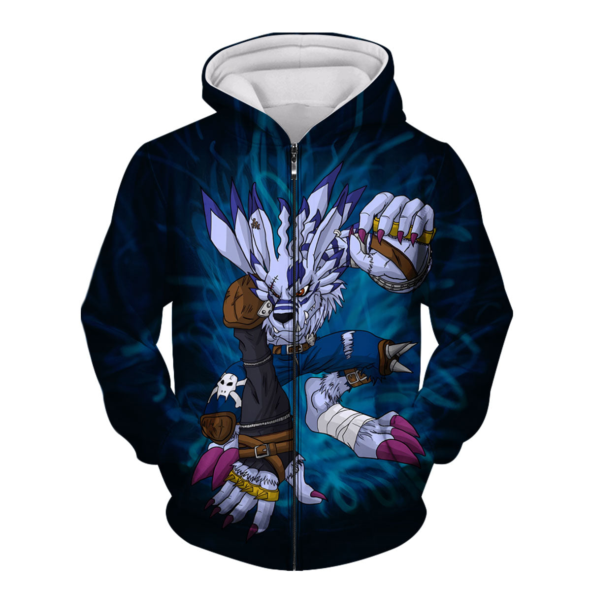 Digimon Adventure Weregarurumon Blue And White Color Scheme Anime Apparel