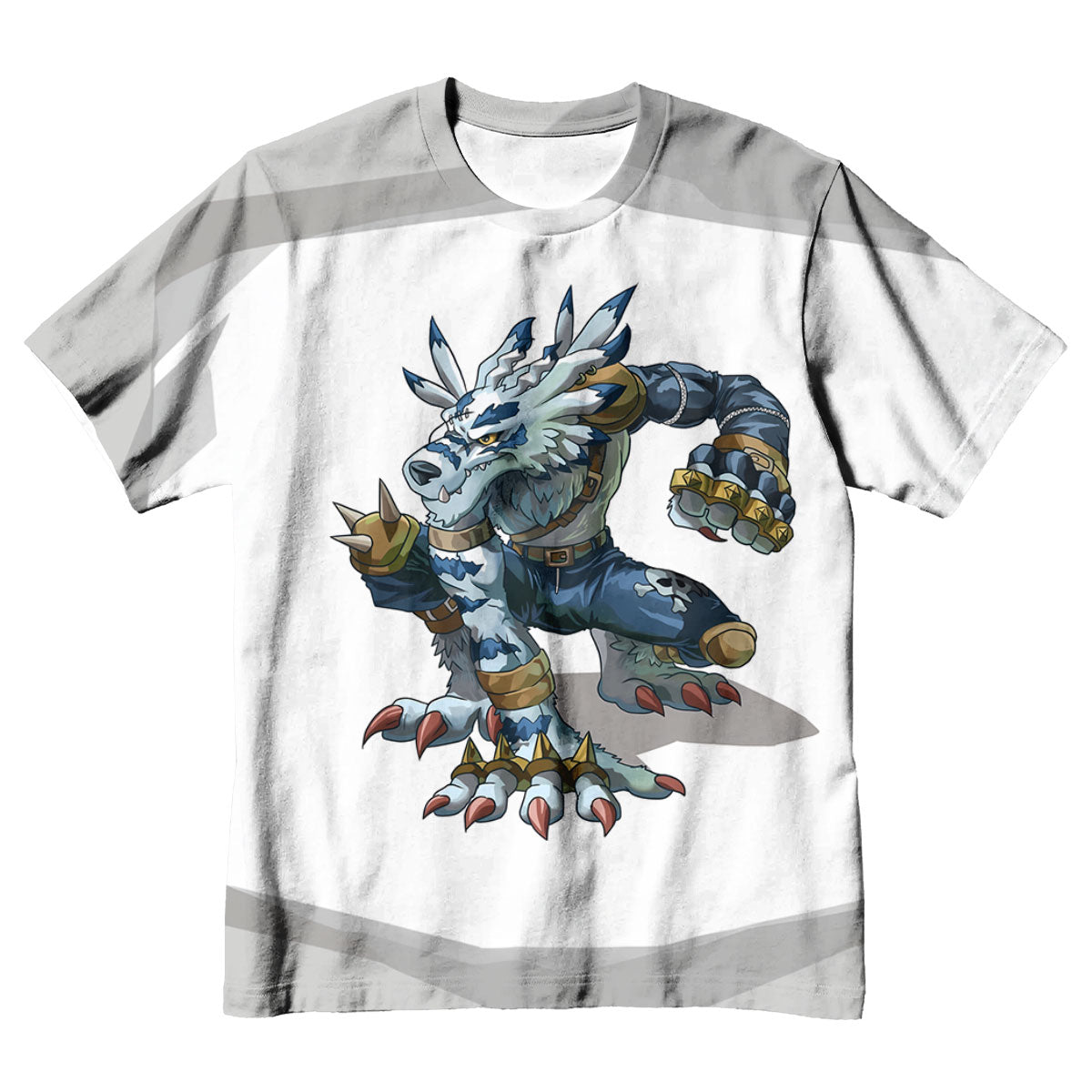 Digimon Adventure Weregarurumon Crouching On White Background Anime Apparel