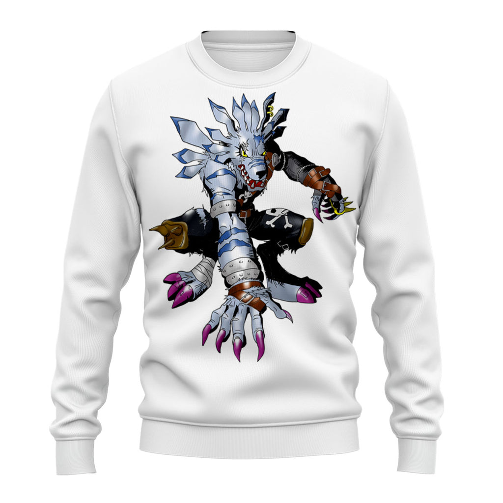 Digimon Adventure Weregarurumon Crouching With White Fur Anime Apparel