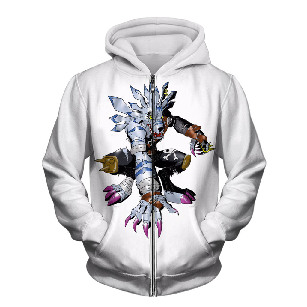 Digimon Adventure Weregarurumon Crouching With White Fur Anime Apparel