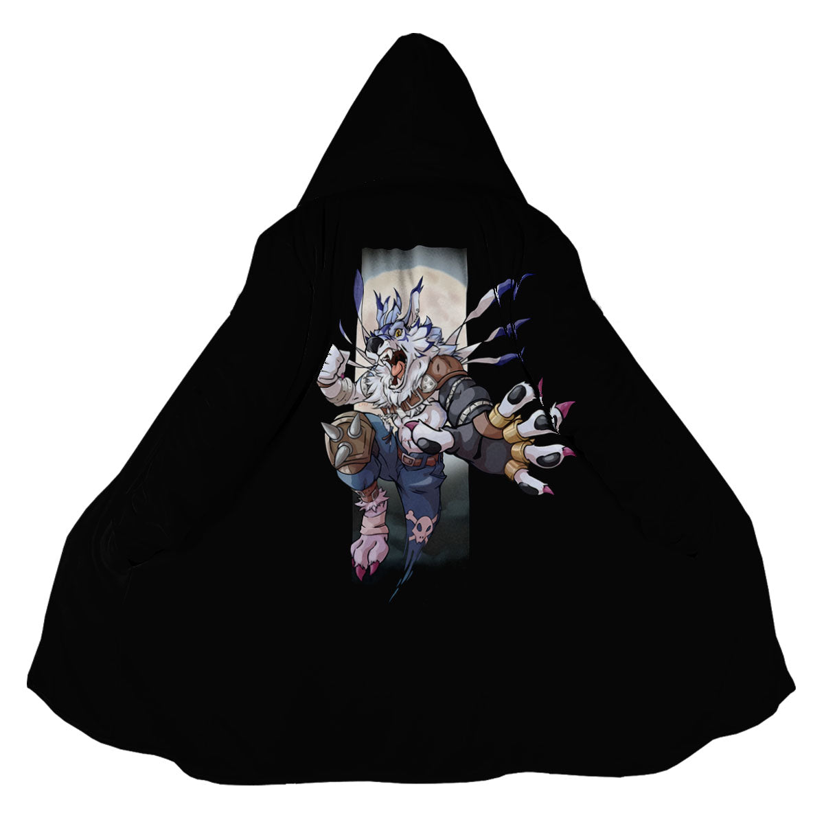 Digimon Adventure Weregarurumon Leaping Against Moonlit Night Anime Apparel