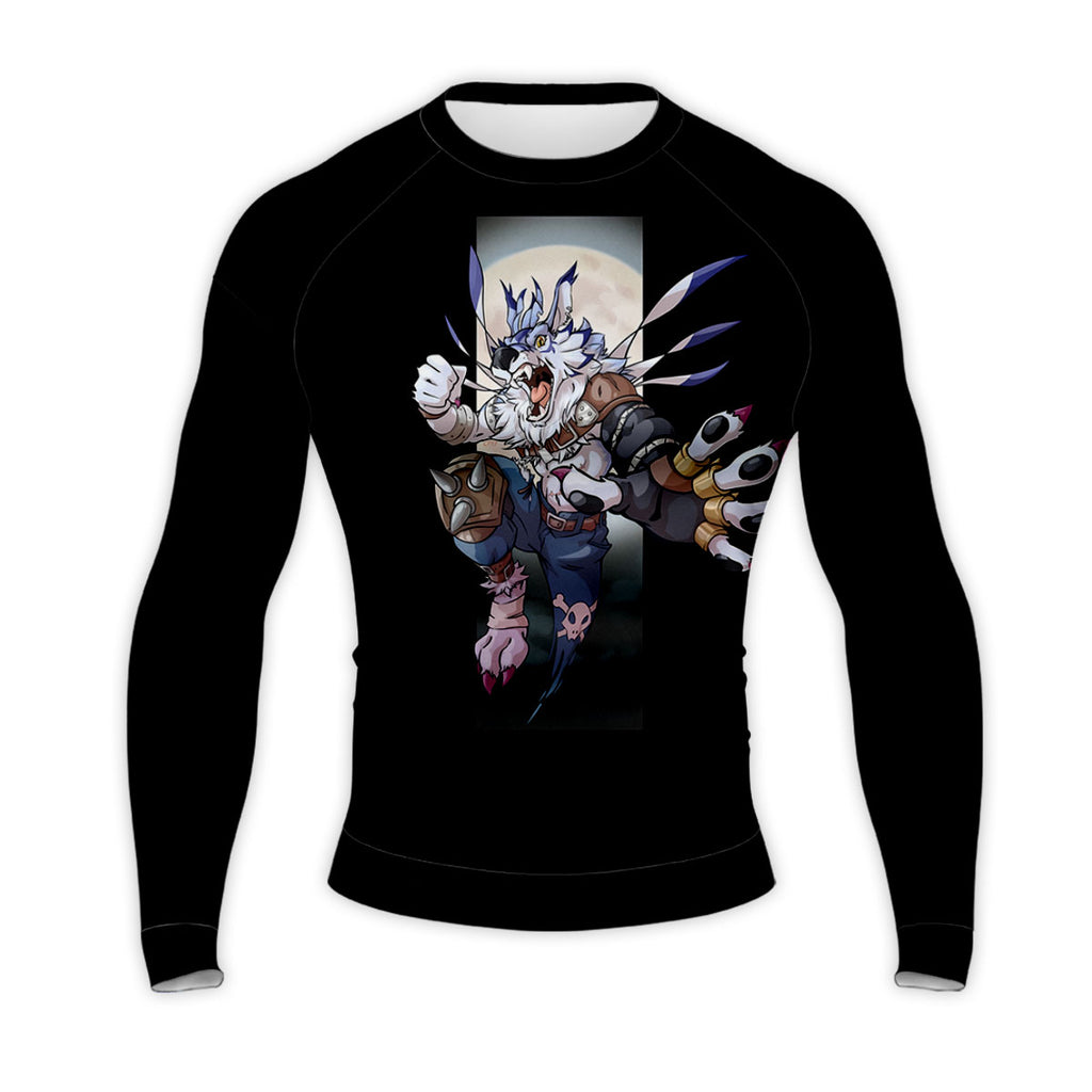 Digimon Adventure Weregarurumon Leaping Against Moonlit Night Anime Apparel