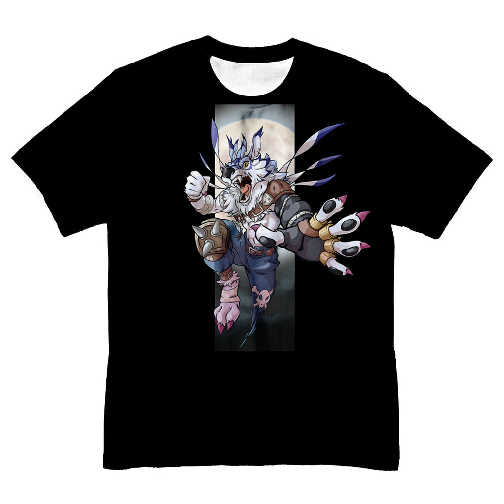 Digimon Adventure Weregarurumon Leaping Against Moonlit Night Anime Apparel