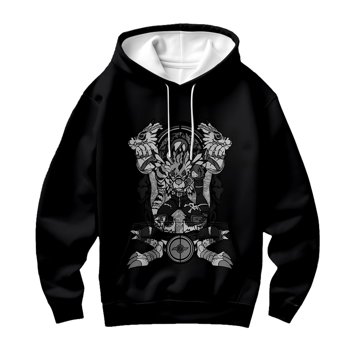 Digimon Adventure Weregarurumon Monochrome Tribal Totem Design Anime Apparel