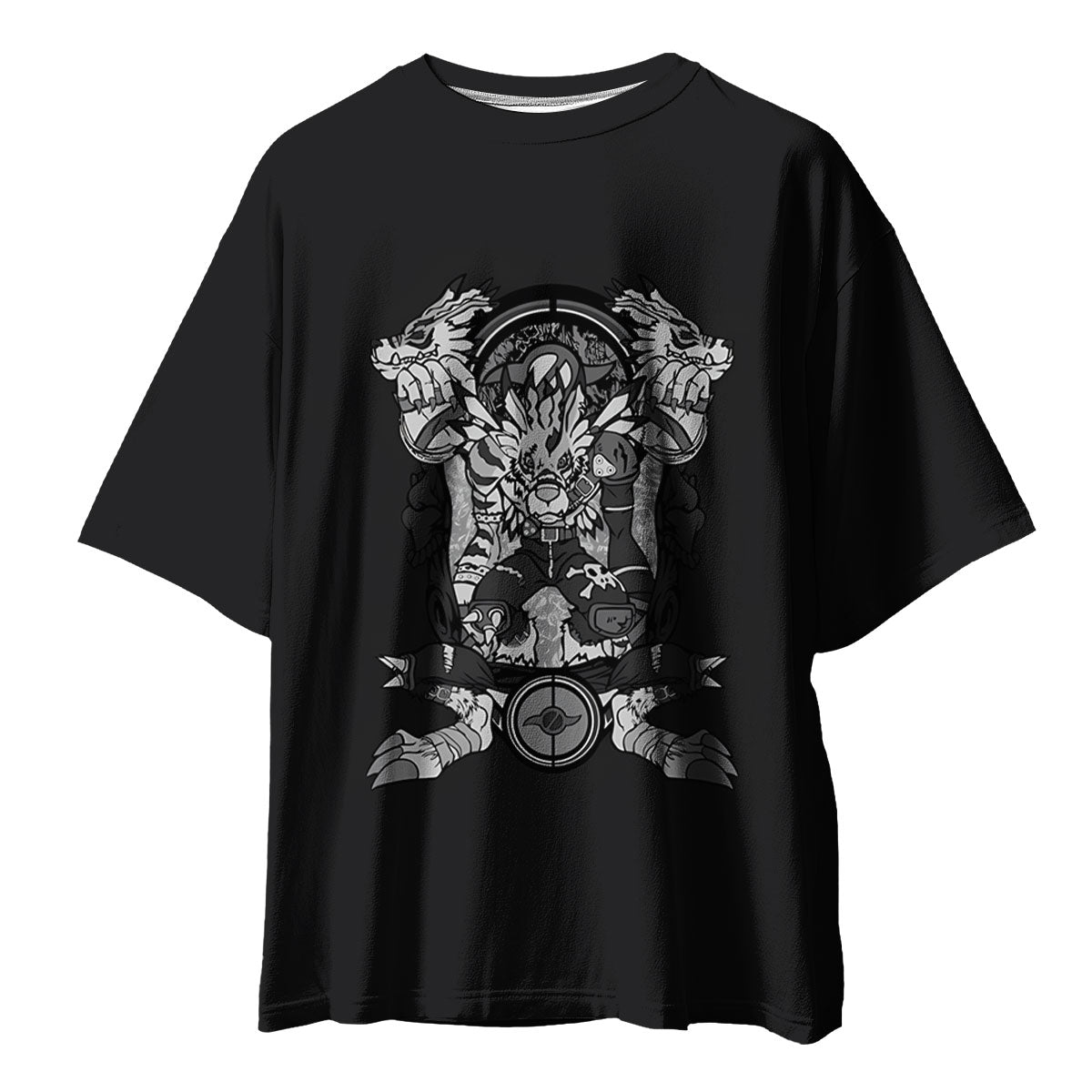Digimon Adventure Weregarurumon Monochrome Tribal Totem Design Anime Apparel