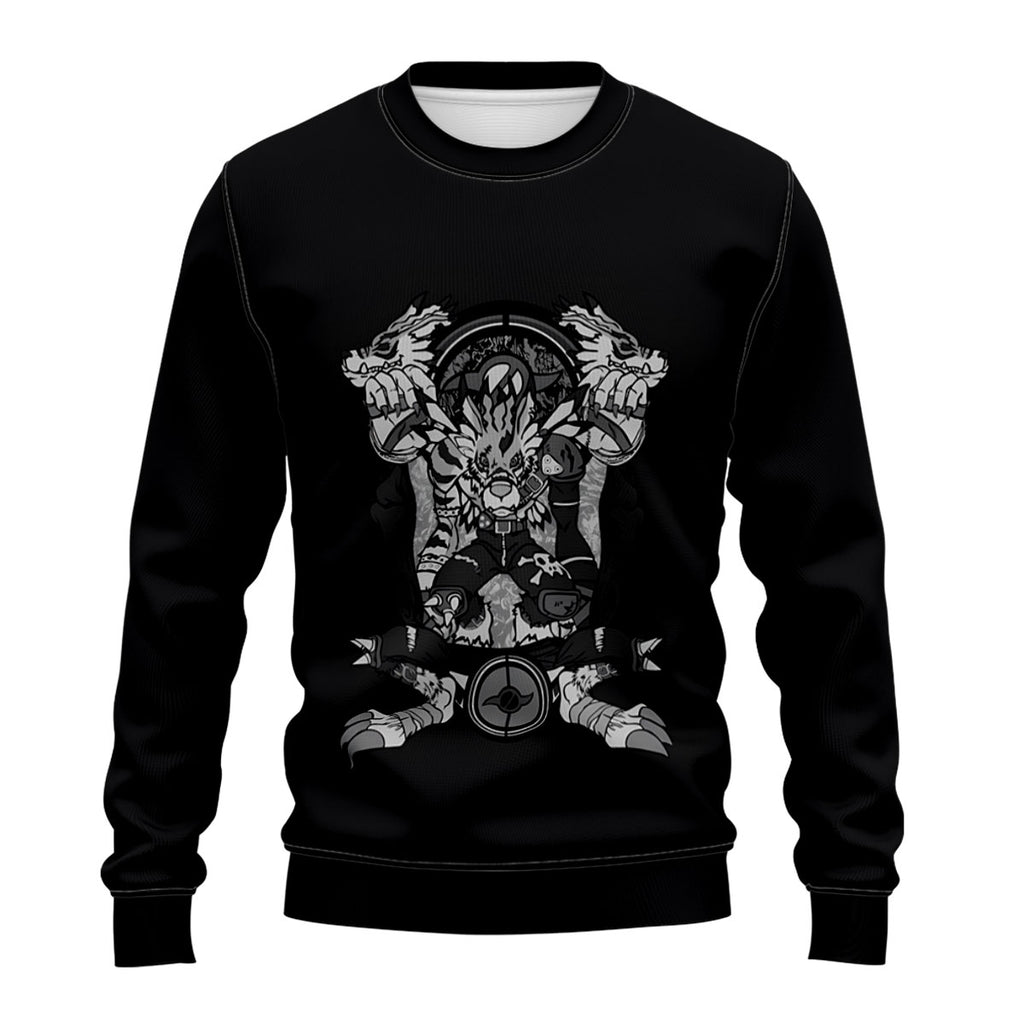 Digimon Adventure Weregarurumon Monochrome Tribal Totem Design Anime Apparel