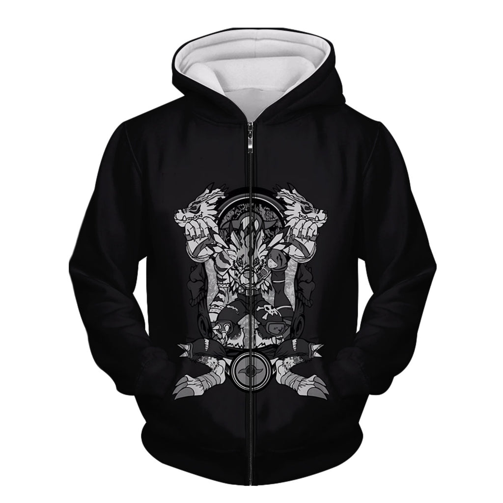 Digimon Adventure Weregarurumon Monochrome Tribal Totem Design Anime Apparel