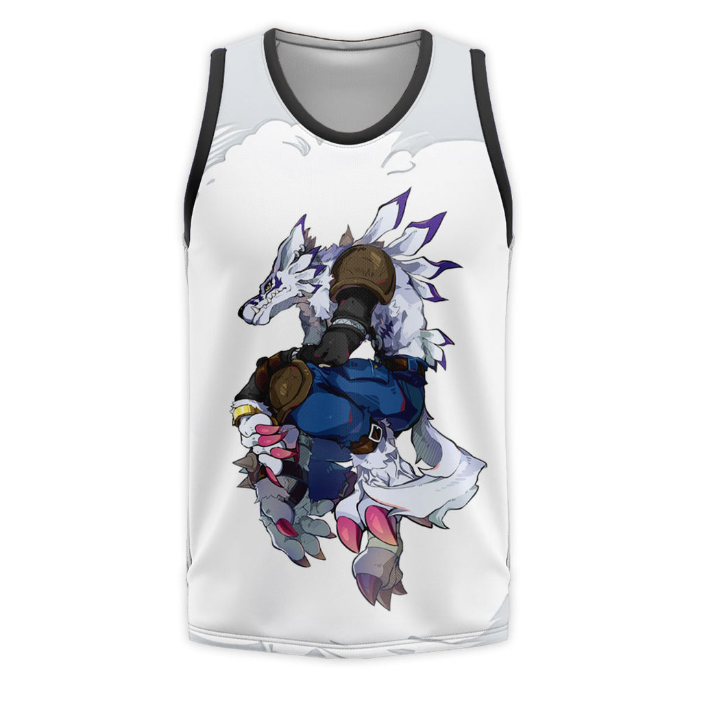 Digimon Adventure Weregarurumon Posing White Action Stance Anime Apparel