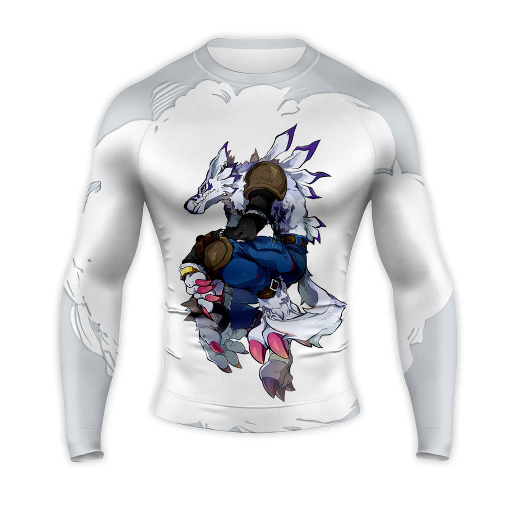 Digimon Adventure Weregarurumon Posing White Action Stance Anime Apparel