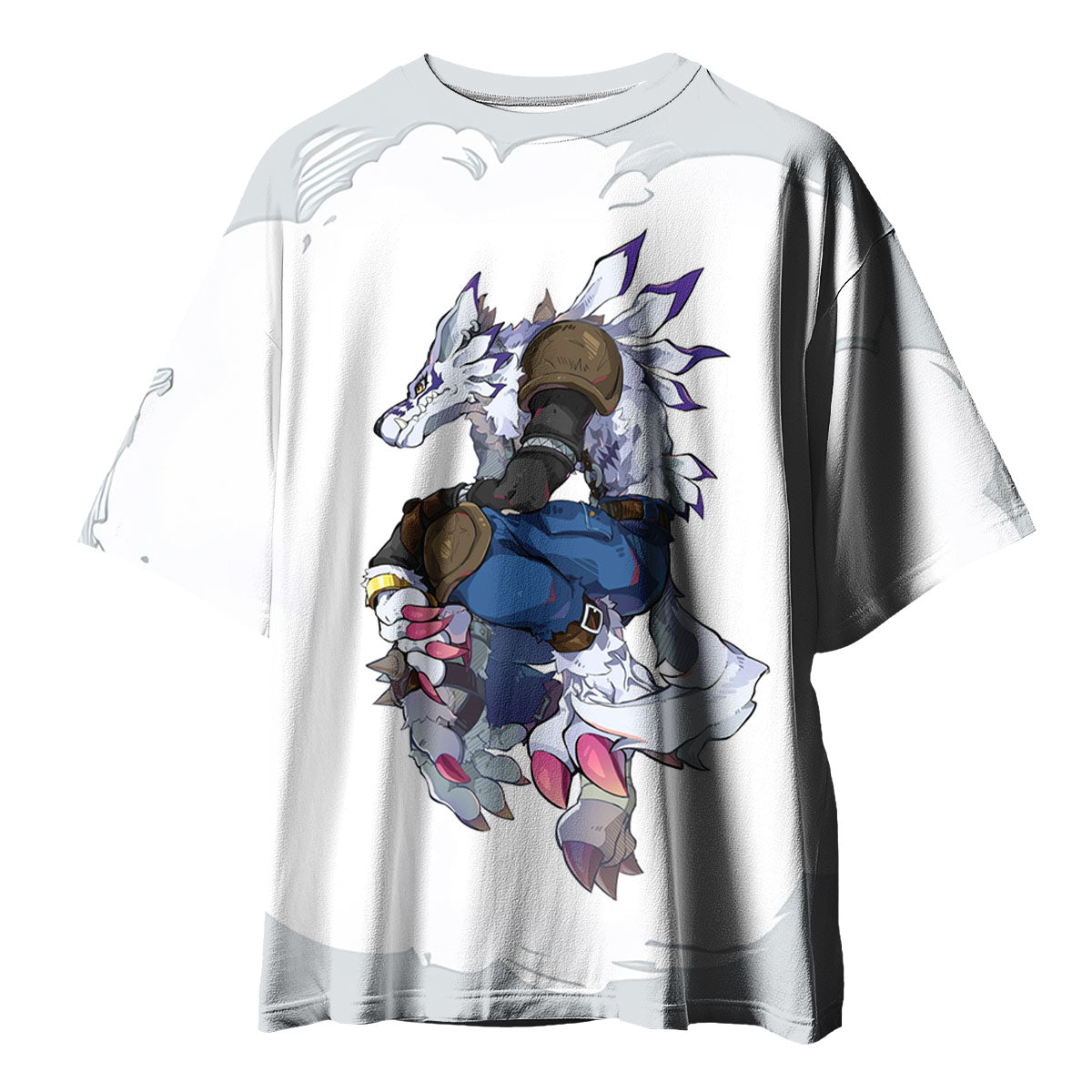 Digimon Adventure Weregarurumon Posing White Action Stance Anime Apparel