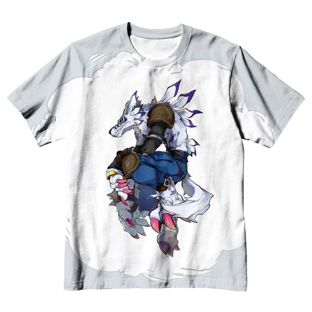 Digimon Adventure Weregarurumon Posing White Action Stance Anime Apparel