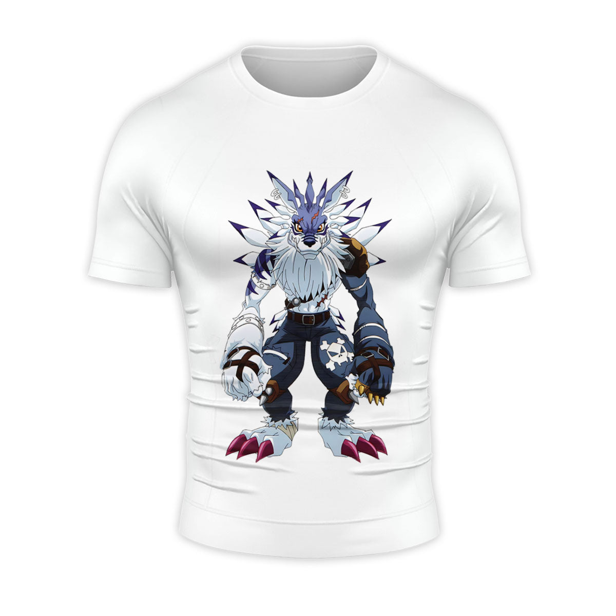 Digimon Adventure Weregarurumon Standing White And Blue Anime Apparel