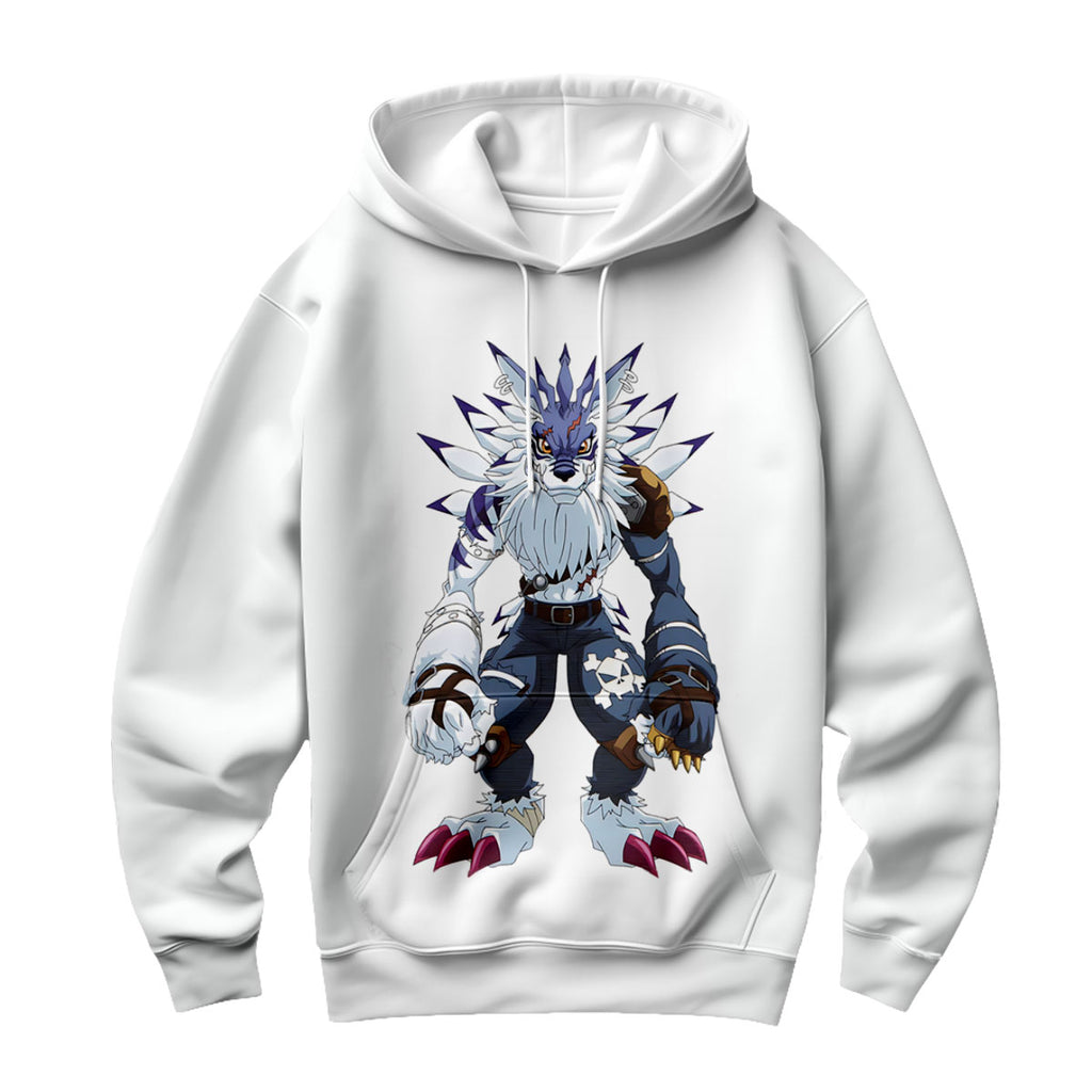 Digimon Adventure Weregarurumon Standing White And Blue Anime Apparel