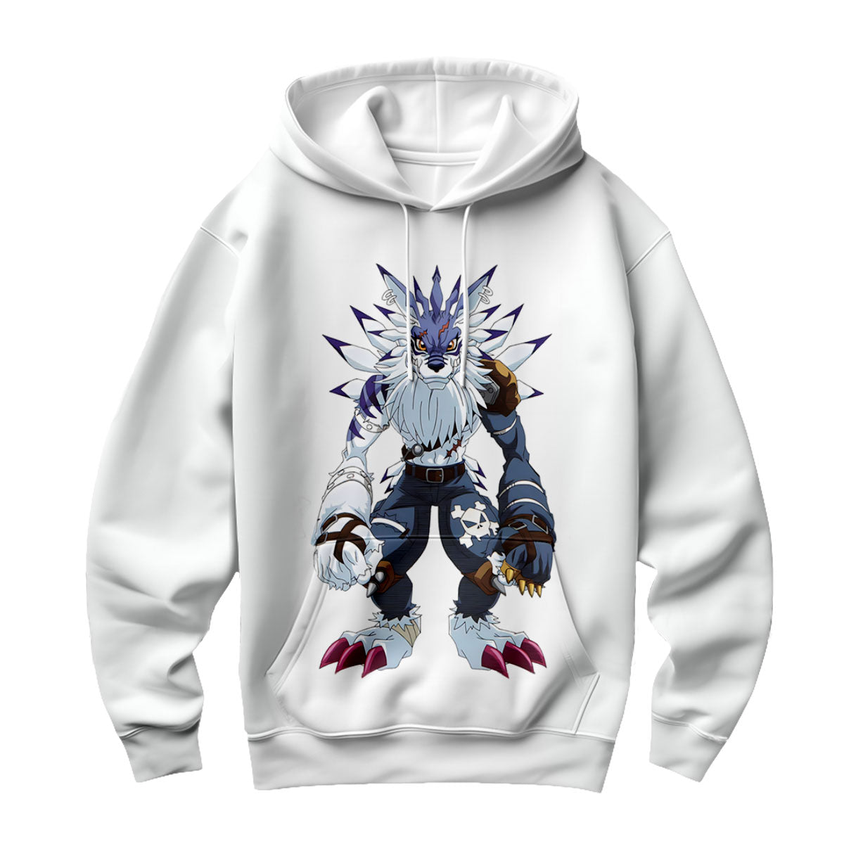Digimon Adventure Weregarurumon Standing White And Blue Anime Apparel