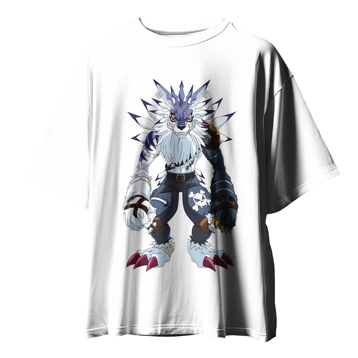 Digimon Adventure Weregarurumon Standing White And Blue Anime Apparel