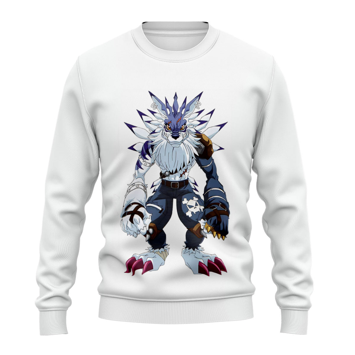 Digimon Adventure Weregarurumon Standing White And Blue Anime Apparel